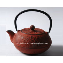 0.6L ferro fundido Teapot em cor vermelha